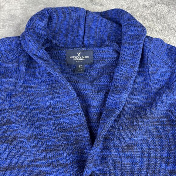American Eagle Outfitters Sweater Mens Small Blue Shawl Collar Cardigan Marled - Picture 5 of 13